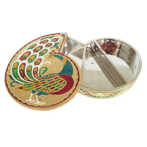 Peacock Shaped Handmade Meenakari Empty Dry Fruit Box - 7"X5.5" G.M.